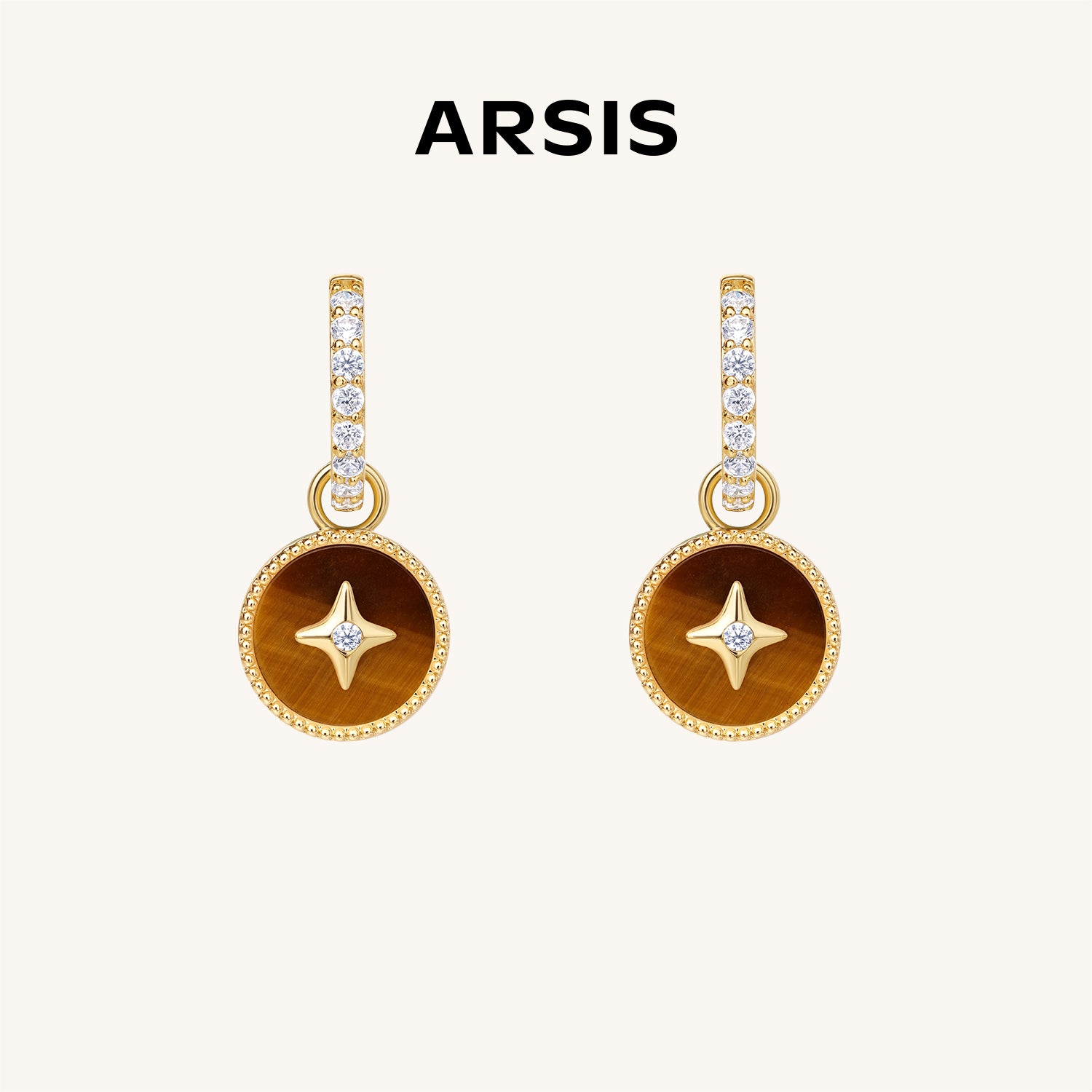 ラッキースター 白蝶貝/タイガーアイ/レッドアゲート フープピアス – ARSIS