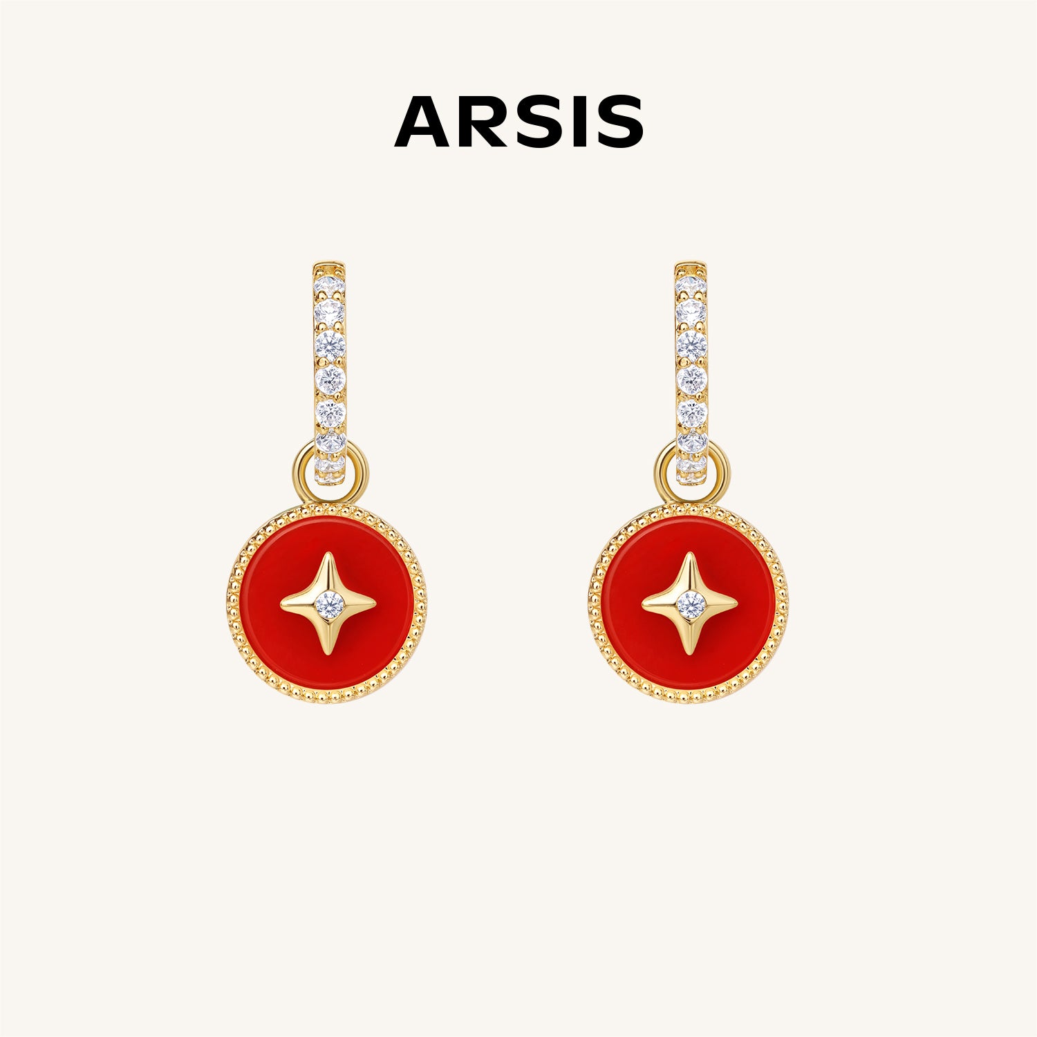 ラッキースター 白蝶貝/タイガーアイ/レッドアゲート フープピアス – ARSIS