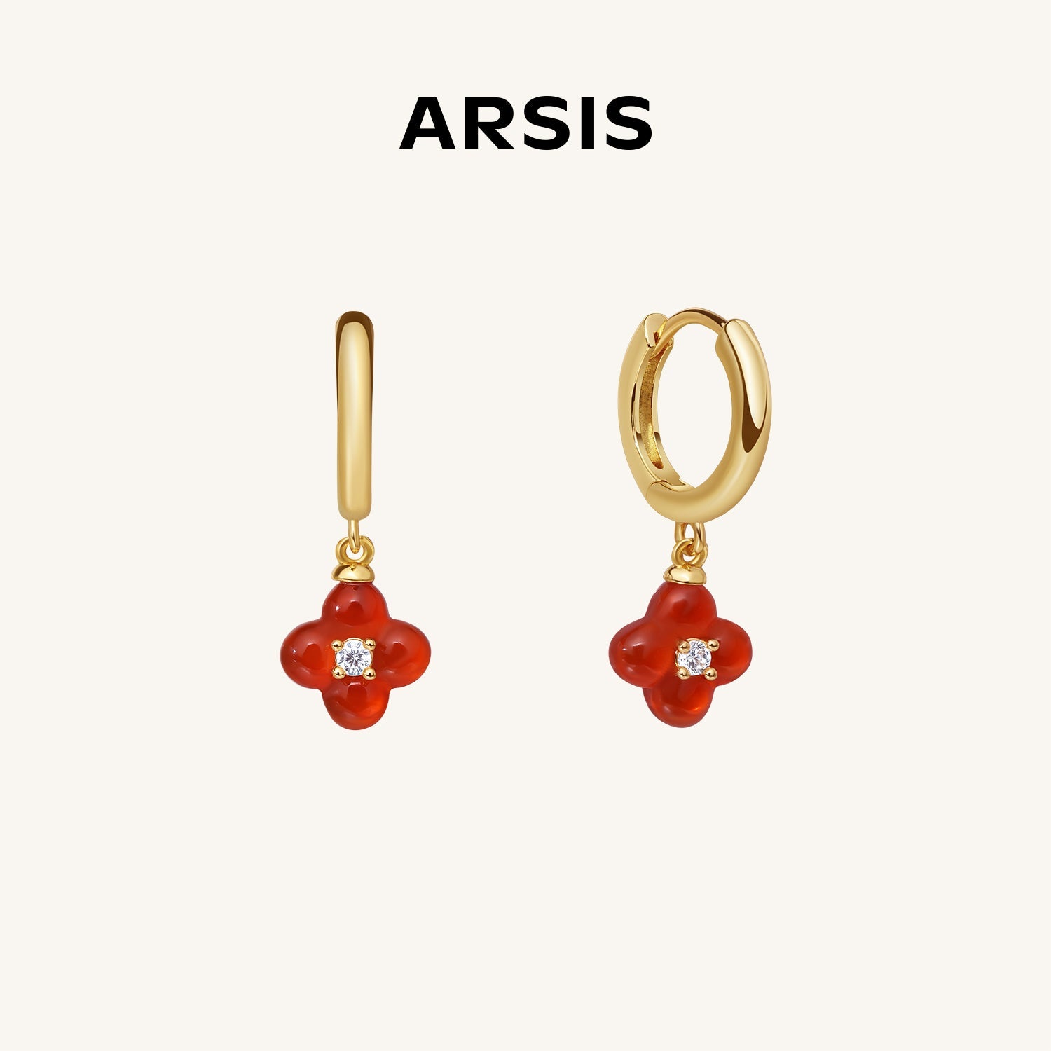シャネル　ピアス　片耳　クローバー　ツヤツヤ♡美しい赤 幸運モチーフ 四つ葉のクローバーピアス – ARSIS