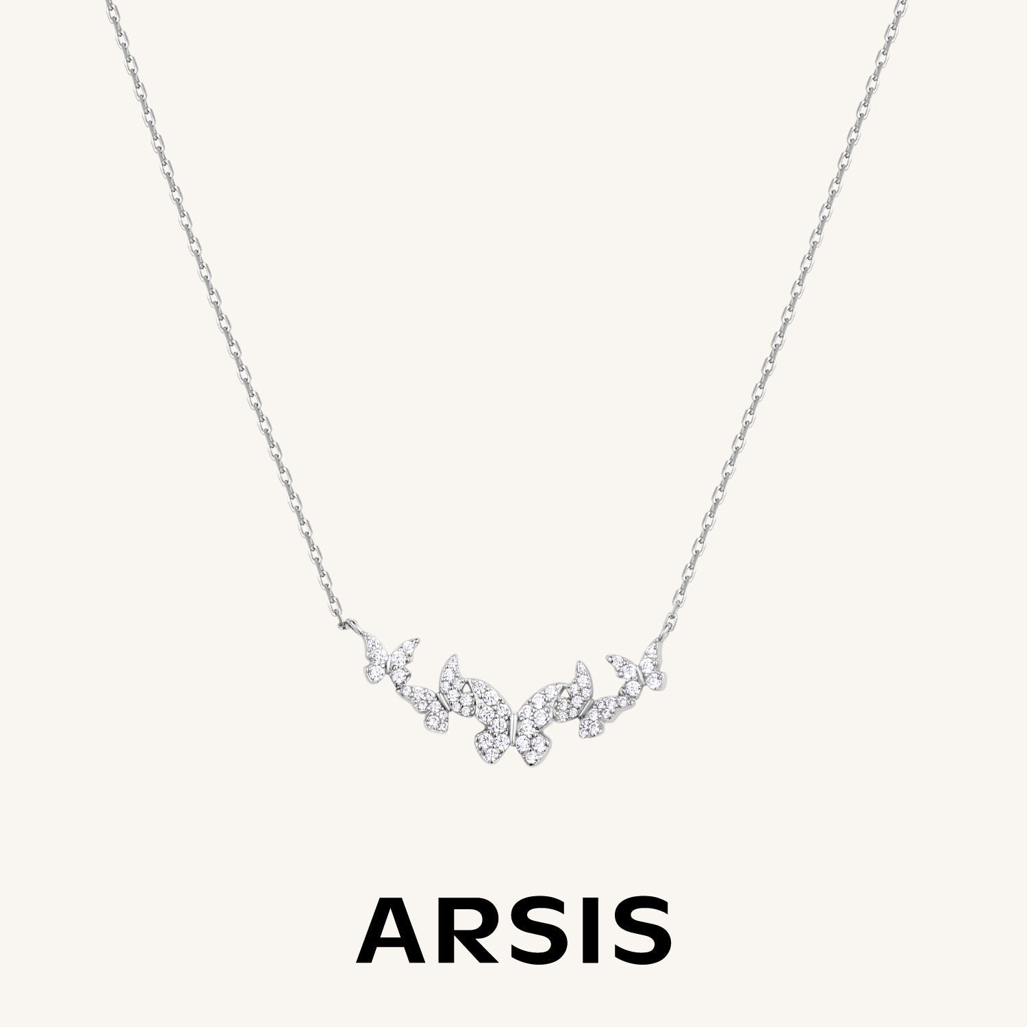 幸運モチーフ バタフライ クラスター パヴェ SV925 ネックレス – ARSIS