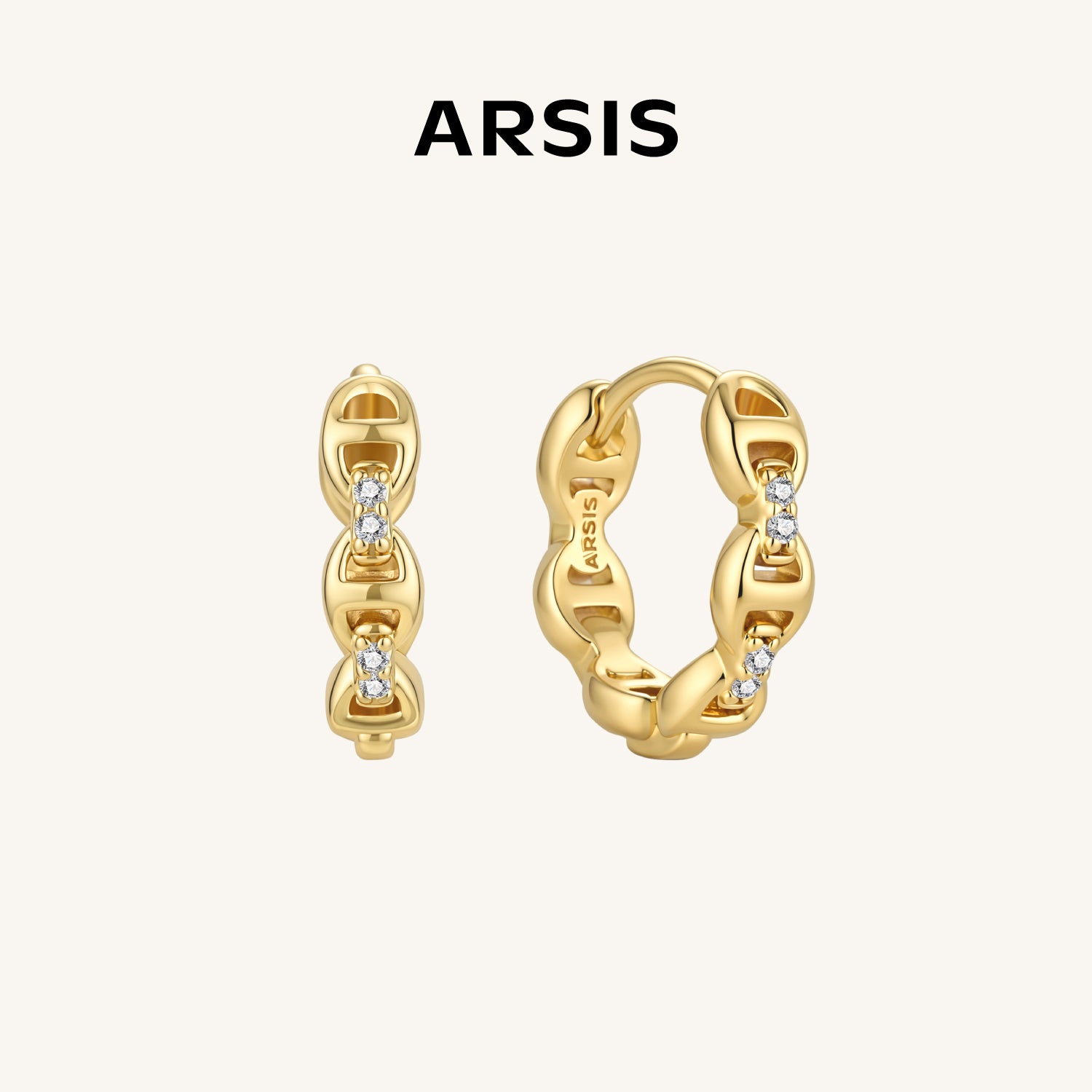 シグネチャー チェーンリンク スモールフープピアス – ARSIS