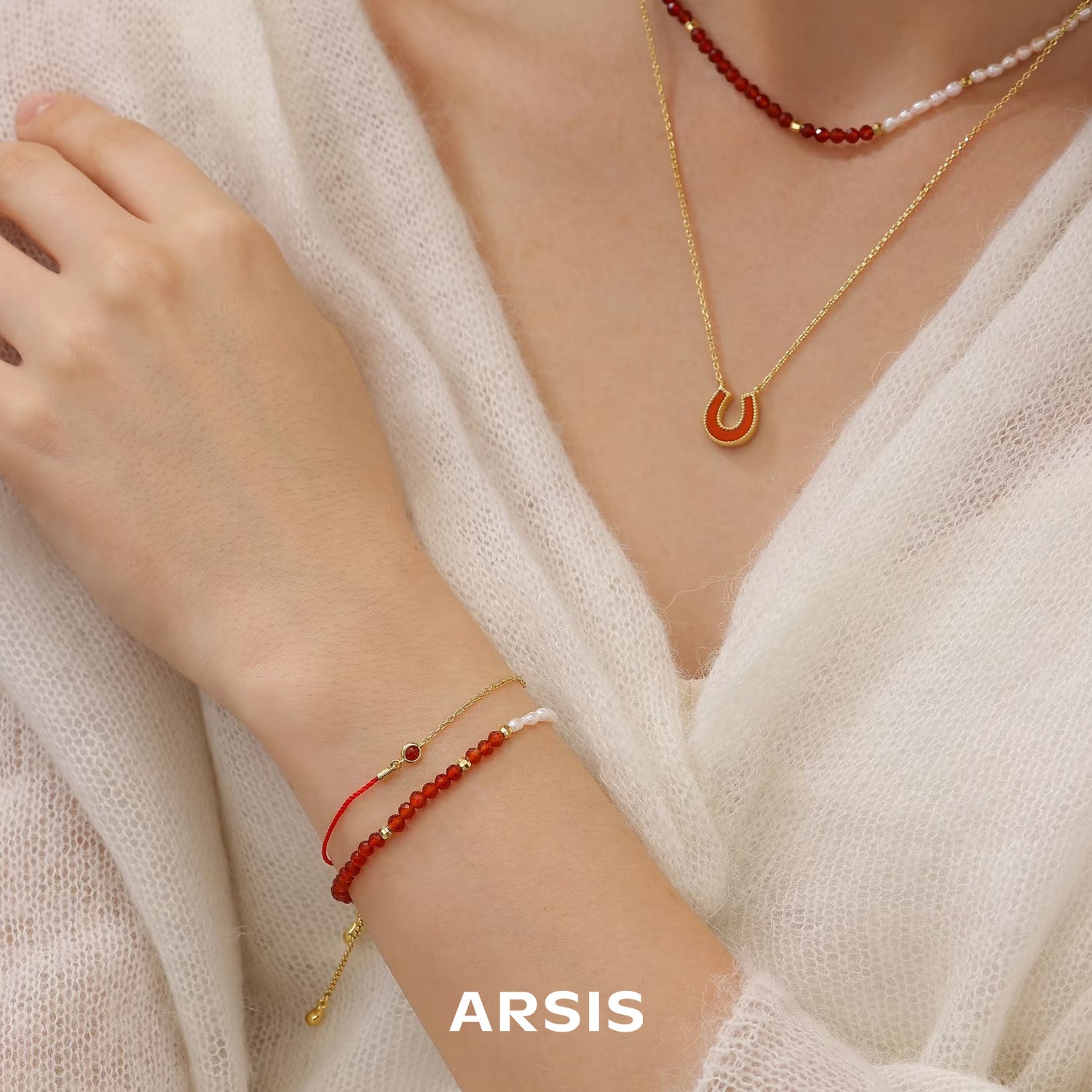 ラッキーモチーフ パール×アゲート ブレスレット – ARSIS