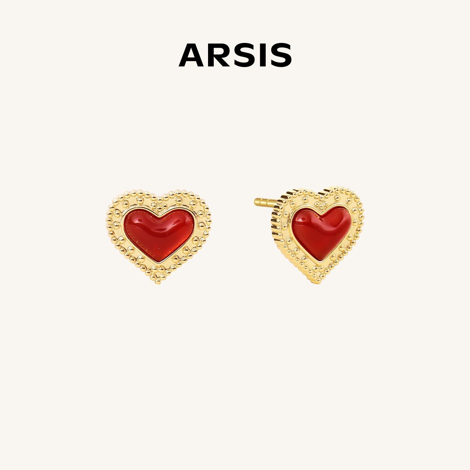 ハート レッドアゲート スタッドピアス – ARSIS